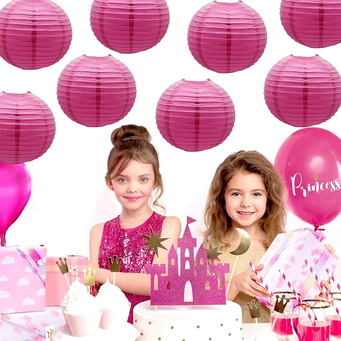 Hot Pink Paper Lanterns Round Shape Lanterns - Image 6