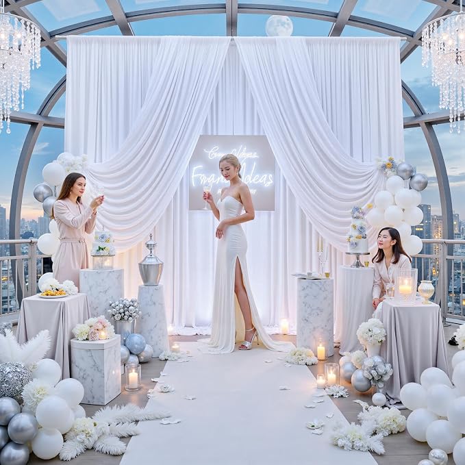 60ft x 12ft White Backdrop Curtains - Image 3