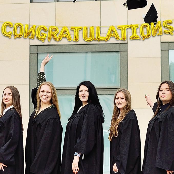 16 Inches Congratulations Balloons Hanging Banner Decorations, Foil Mylar - Image 6
