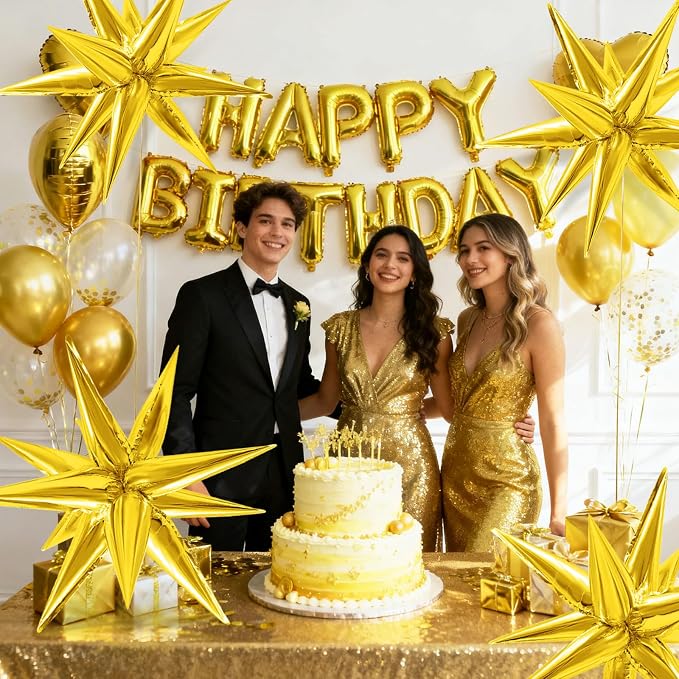 Gold Star Balloons Foil Explosion Balloon Large Mylar Balloons Bulk Party - Image 7