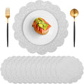 60 Pcs Silver Glitter Paper Placemats, 13.5 Inch Scalloped Table Mats | by NatNarr