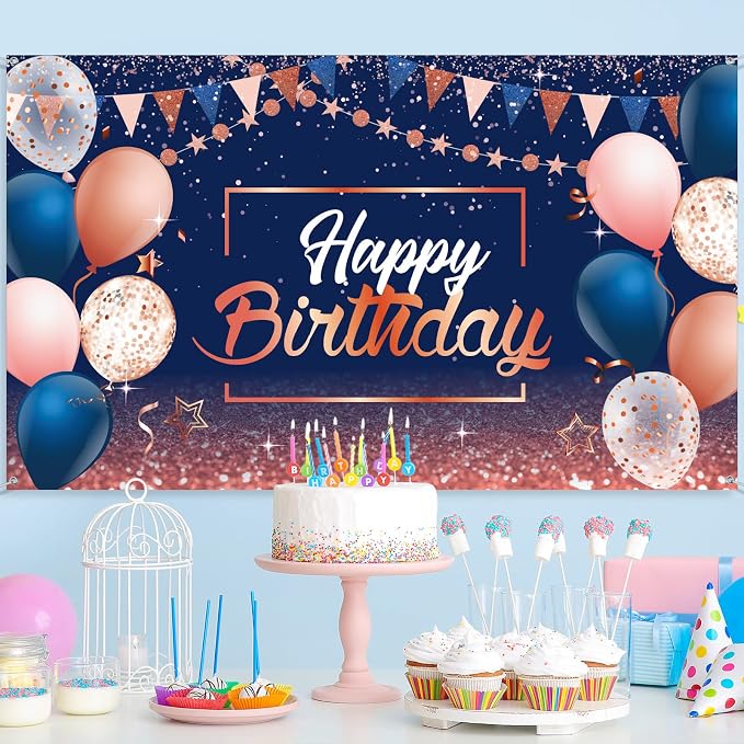 Tatuo Happy Birthday Decorations Backdrop Banner - Image 5