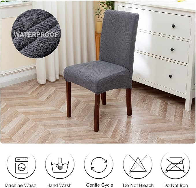Waterproof Dining Chair Covers Set of 2 Parsons Chair Slipcovers | Double - Image 7