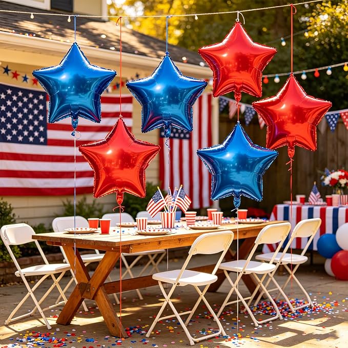 Red Blue Star Balloons 18 Inch - Image 6