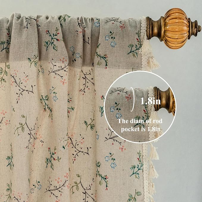 ENJOYBRIDAL Floral Living Room Curtains 84 Inches Long Doorway Vintage Semi - Image 2