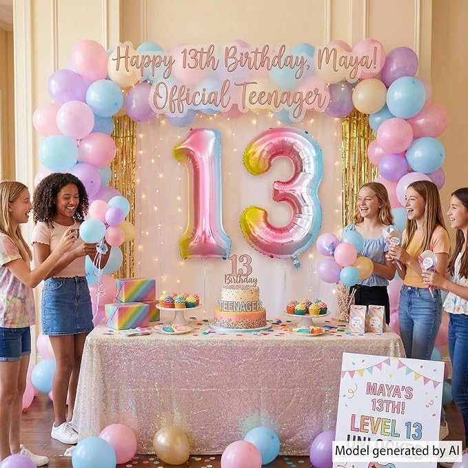 Rainbow Ombre Number 13 Balloon 40 Inch Pastel Foil - Image 7