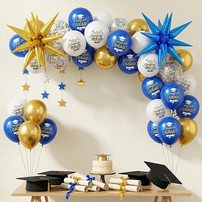 Blue and Gold Graduation Balloons Graduation Decorations 2026, Print Congrats - Image 5