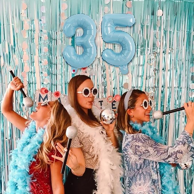 TONIFUL Number Balloon 16Inch 10 Pcs Light Blue 0-9 Birthday Number Ballons | - Image 6