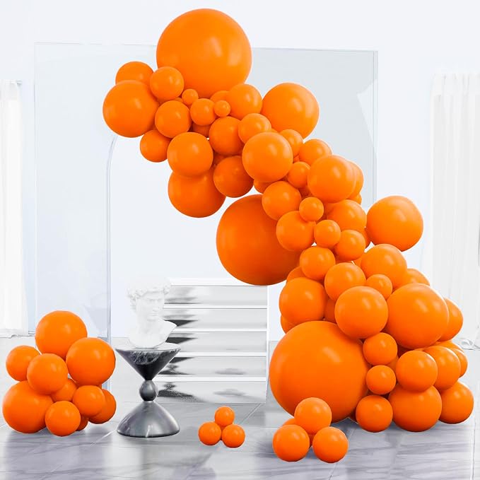 PartyWoo Orange Balloons 123pcs Fall Latex Helium Balloons Different Sizes | 18 by PartyWoo
