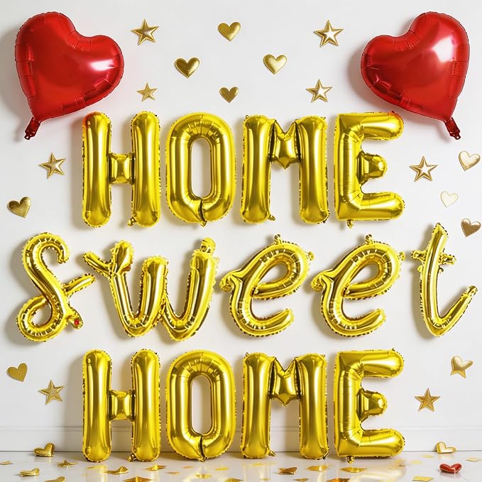 TONIFUL Gold 16 Inch Home Sweet Home Letter Balloon Set by TONIFUL
