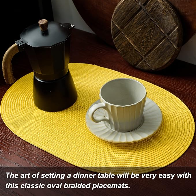 AHHFSMEI Placemats Set of 8 for Dining Table Washable Woven Vinyl Non-Slip - Image 5