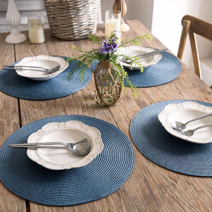 FunWheat Round Braided Placemats Set of 8 Place Mats - Image 6