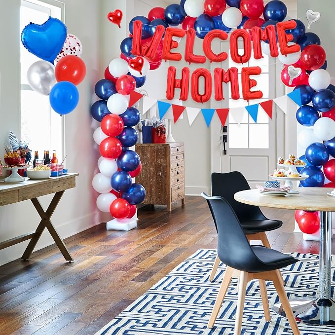 TONIFUL 16 Inch Red Welcome Home Foil Letter Balloon Banner Decoration Kit | - Image 6