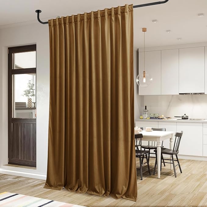 Gold Brown Blackout Velvet Curtains 84 inches Fall Decor | Extra Wide Super - Image 2