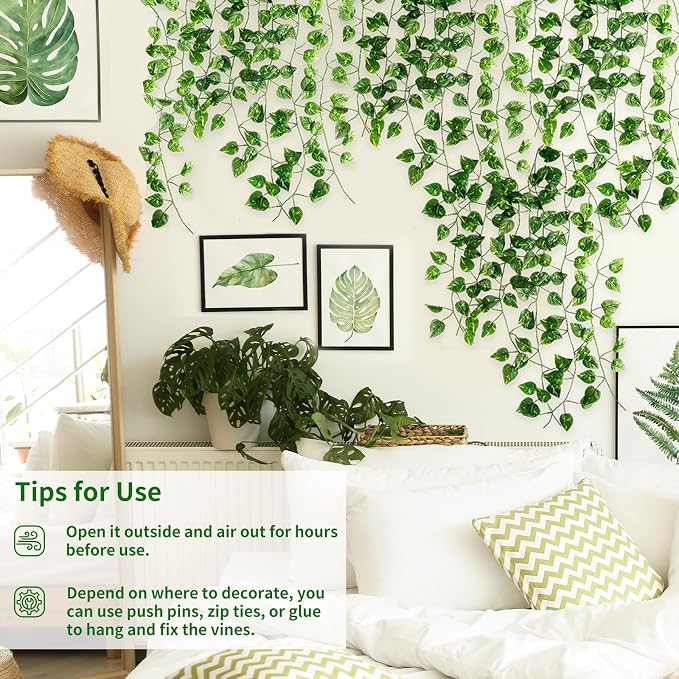 CEWOR Fake Vines for Room Decor 24 Pack 168ft Artificial Ivy Greenery Garland - Image 4
