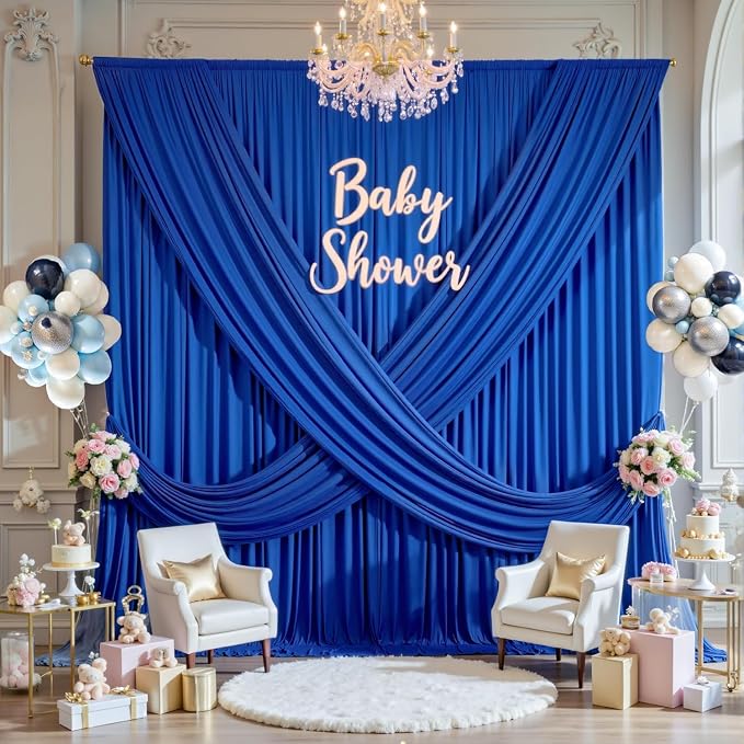 60ft×14ft Royal Blue Wrinkle Free Backdrop Curtain - Image 6