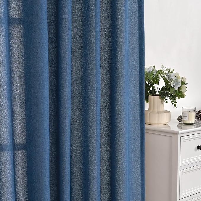 YoungsTex Navy Blue Linen Curtains 95 Inch Length - Image 7