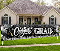 2026 Graduation Decorations-Black and Silver Congrats Grad Yard Sign Banner by GREHUMOR