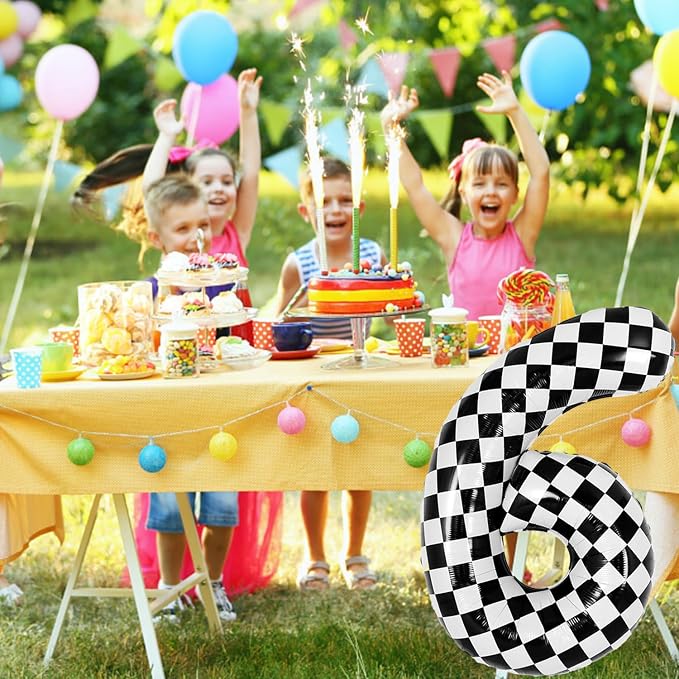 40 Inch Checkered Number Balloon - Image 4