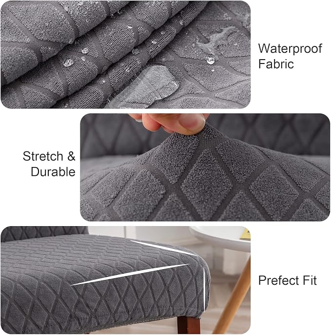 Waterproof Dining Chair Covers Set of 4 Parsons Chair Slipcovers | Double - Image 3
