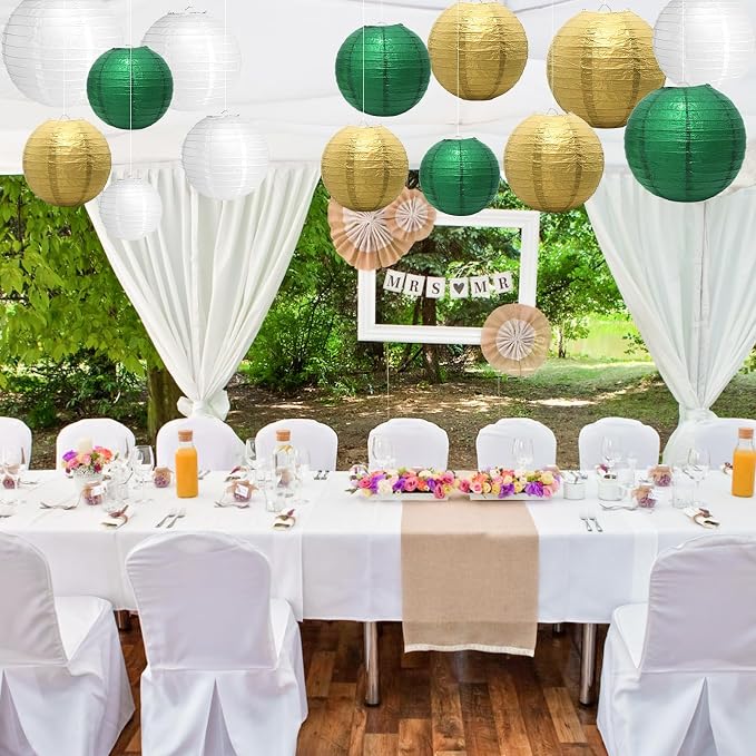 21Pcs Green Paper Lanterns, 4-10in Hanging Decor, St. Patrick's Day Party | - Image 7