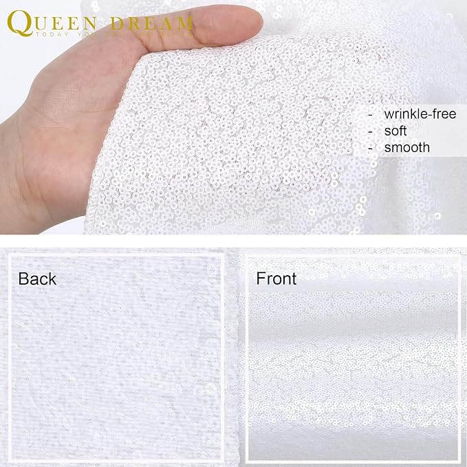 8ft x 8ft White Sequin Backdrop Curtain Sparkle Photo Backdrop | Glitter - Image 6