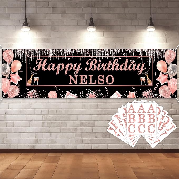 Lonfliness Personalized Birthday Banner Happy Birthday Party Decor Custom DIY by Lonfliness