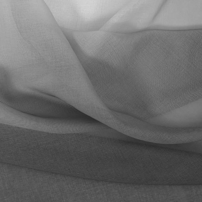 DWCN Grey Faux Linen Ombre Sheer Curtains - Image 6
