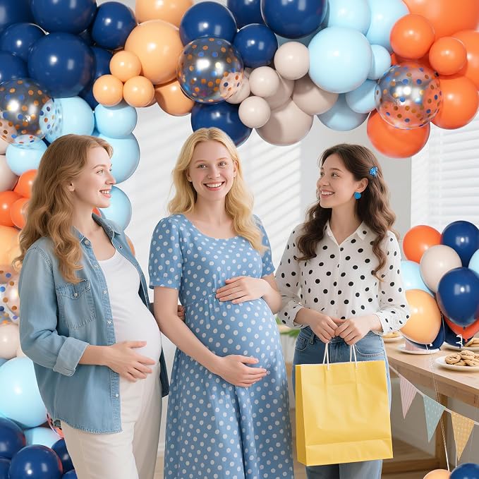 170Pcs Royal Blue and Orange Balloon Arch Garland Kit | Navy Light Blue Orange - Image 7