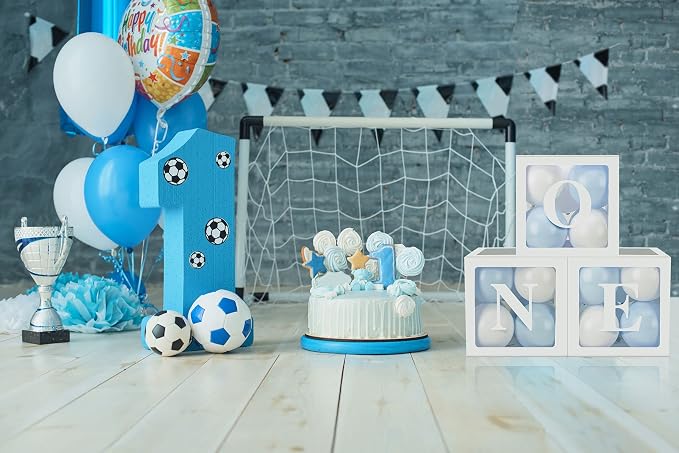 Baby Boy First Birthday Party Decorations 'ONE' Letters Individual Three White - Image 2