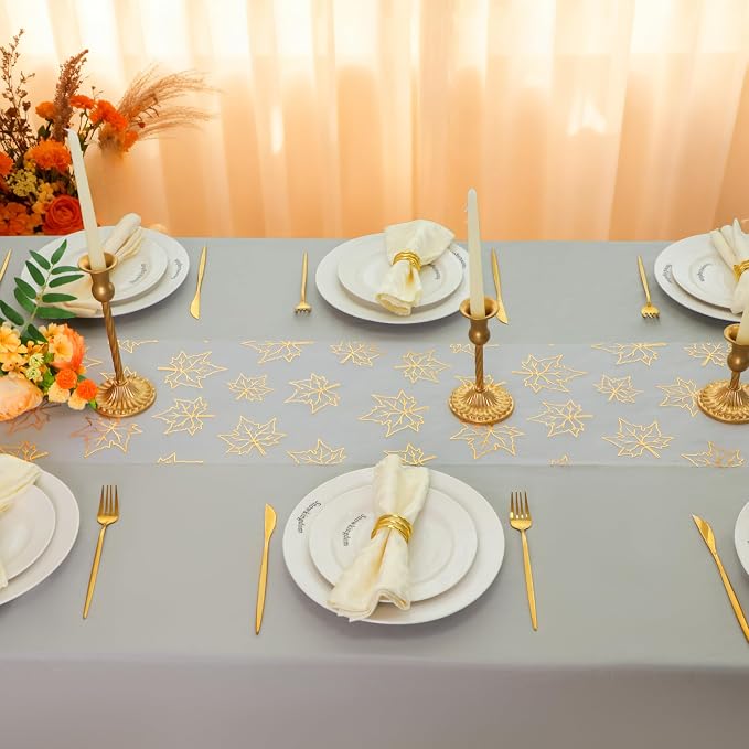 Snowkingdom 2 Pcs Gold Table Runner - Image 2