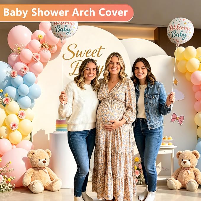 Hemmotop Stretchy Beige Arch Backdrop Cover Set, 3-Piece | Wrinkle-Free - Image 6