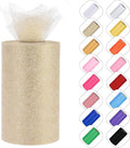 Glitter Tulle Rolls 6” by 50 Yards Sparkle Tulle Fabric Ribbon Sequin Tulle Netting Rolls for DIY Tutu Skirt Wedding Birthday Party Decoration (Ivory)