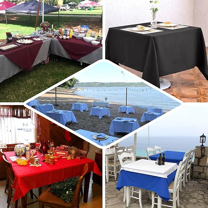 Efavormart 70" Premium Square Polyester Tablecloth for Wedding Kitchen Dining Events - Burgundy