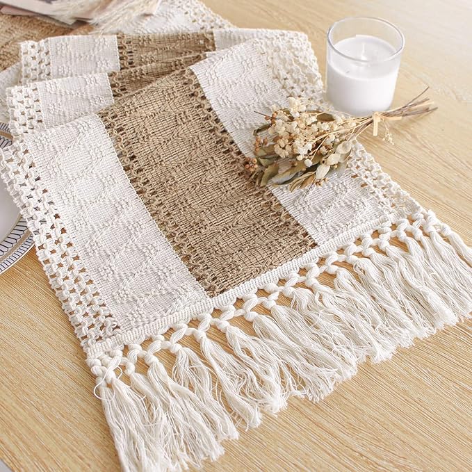 FEXIA Boho Table Runner for Fall Home Decor 12x72 Rustic by FEXIA