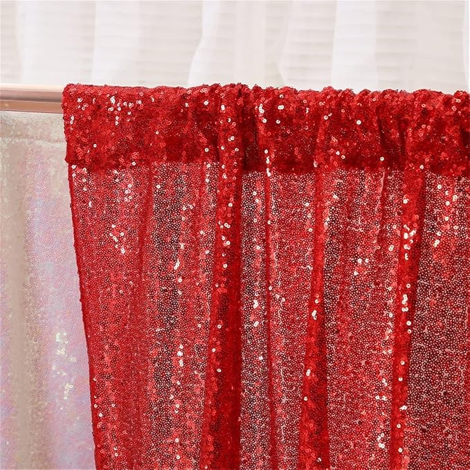 Poise3EHome Red Sequin Backdrop, 8FT x 10FT Sequin Photography Backdrop Curtain - Image 4