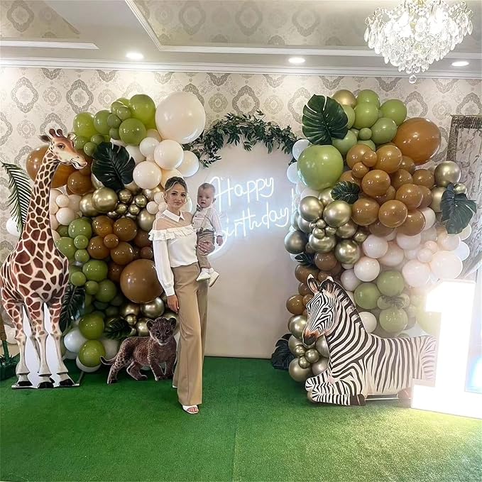 Jungle Safari Balloon Arch Garland Kit, Olive Sage Green Brown Beige - Image 5