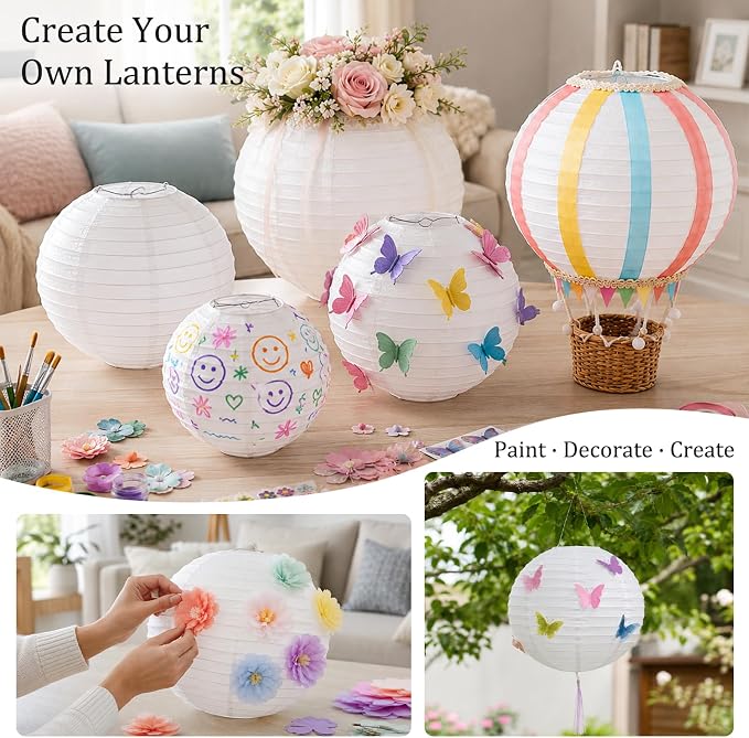 White Paper Lanterns, Baby Showers, Classrooms, Graduation Parties and Clean - Image 6