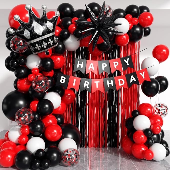 Red and Black Birthday Party Decorations 152Pcs by PTGOLUO
