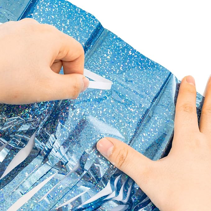 BRAVESHINE Pink Blue Tinsel Foil Fringe Curtains Party Streamers Backdrop | 2 - Image 3