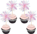 30 PCS Foil Firework Cupcake Toppers Happy Birthday Cupcake Toppers Sparkle by ZHUOWEISM