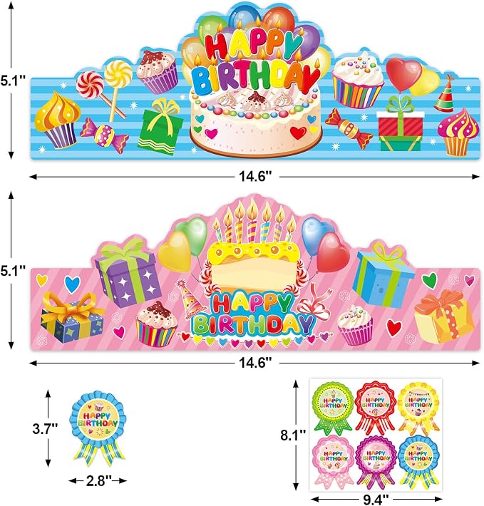 WorldBazaar Birthday Crowns for Kids Classroom 36 Pack | Happy birthday hats - Image 2