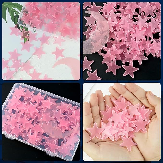 100 Stars and 1 Moon Glow in The Dark Luminous Fluorescent 3D Plastic Glow - Image 6