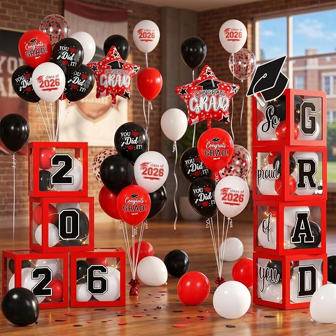 Graduation Decorations Class of 2026-Red and Black Graduation Party - Image 7