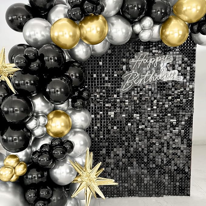 4x6 FT Black Shimmer Wall Backdrop, Glitter Bling Photo Backdrop - Image 4