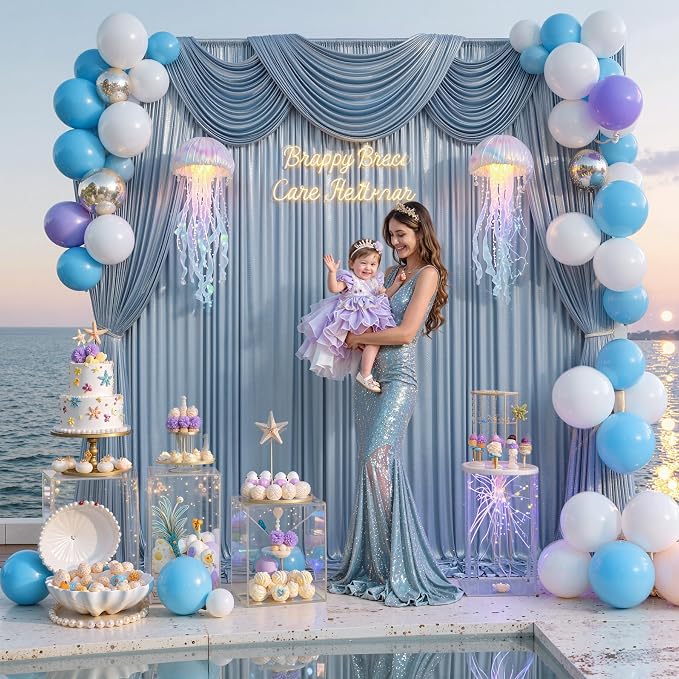 20x10FT Baby Blue Sequin Backdrop Curtain - Image 4