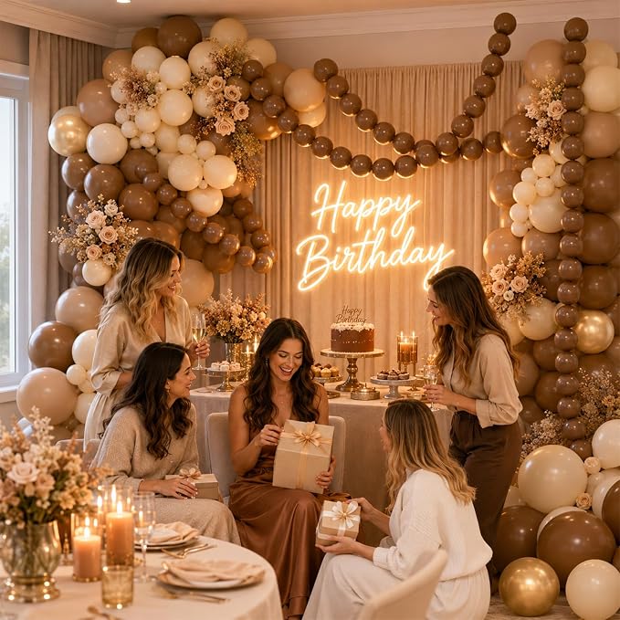 Dark Brown Linking Balloons, Fall Thanksgiving Woodland Harvest Boho Birthday - Image 4
