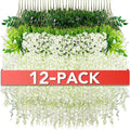 Wisteria Hanging Flowers,Fake Hanging Flowers,Wisteria artificiales Garland for Home Wedding Arch Floral Party Garden Ceremony Outdoor Decor,3.6 feet Long(12,White)
