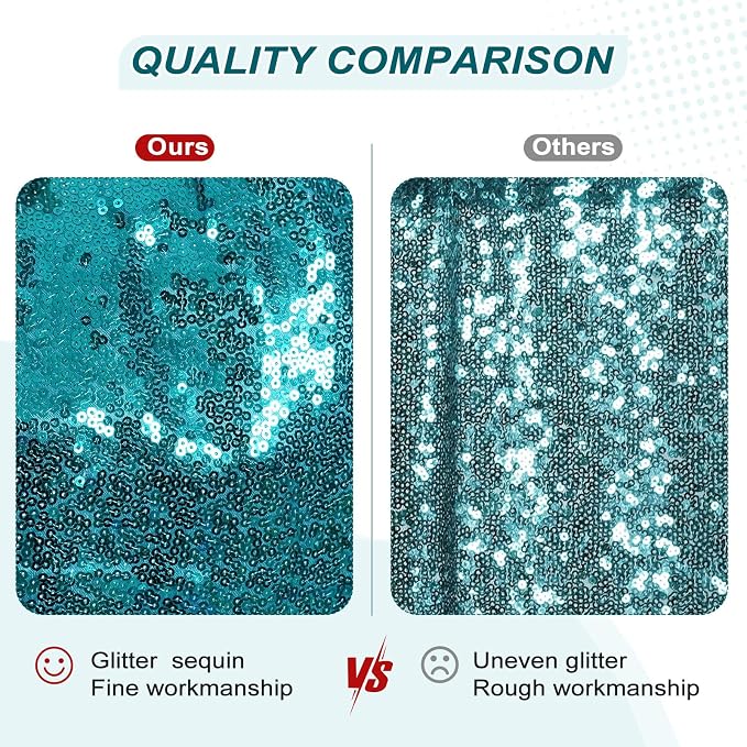 PartyDelight Teal Sequin Backdrop 10x10ft Sparkly Photo Curtain | 4 Inch Rod - Image 4