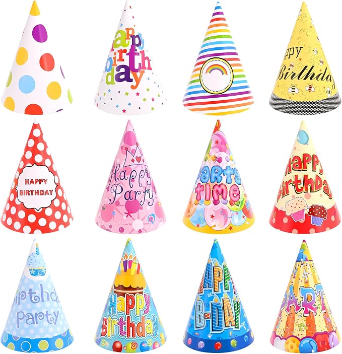 CANREVEL 12 PCS Party Hats for Adults and Kids, Party Headwear | Birthday by CANREVEL